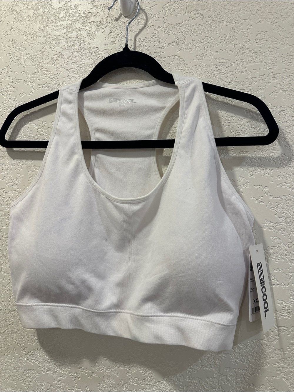 White Racerback Sports Bra with Cooling Fabric